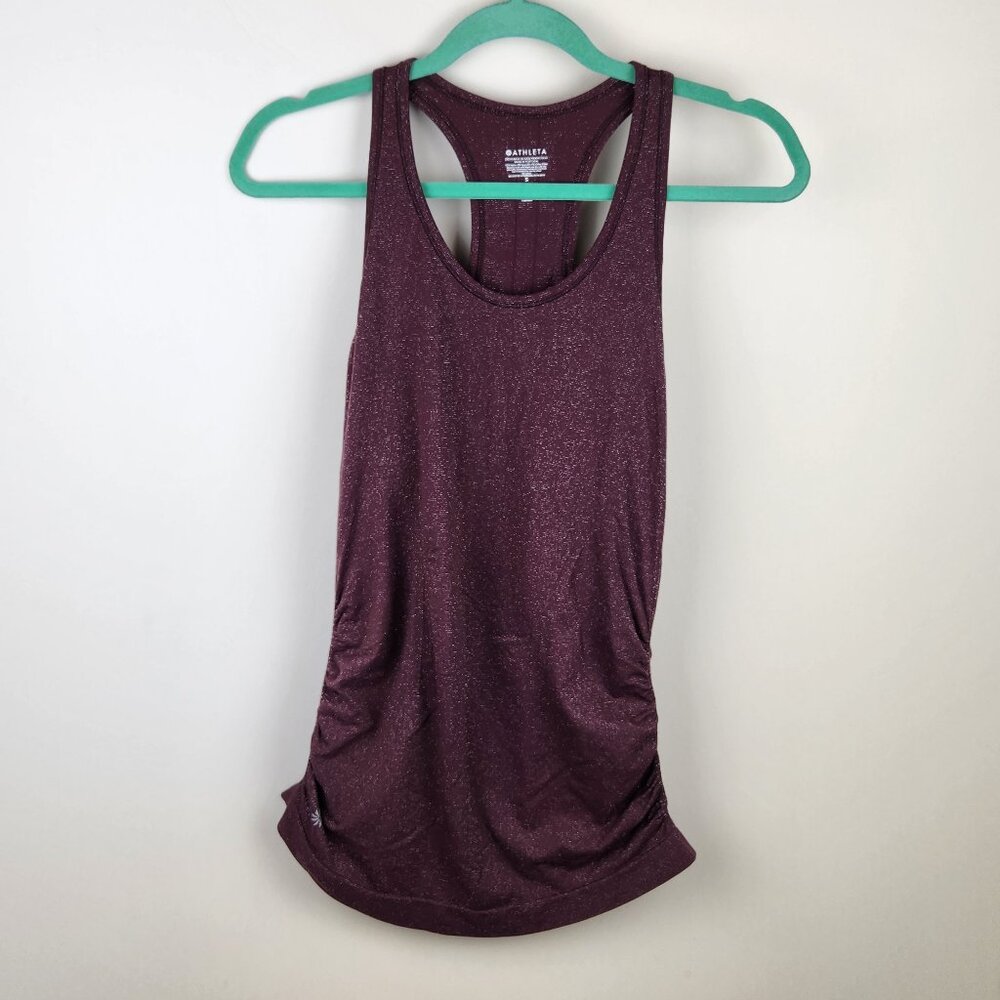 Athleta Speedlight Glow Ruched Tank Top Antique Burgundy sz S